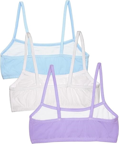 FRUIT OF THE LOOM Girls' Spaghetti Strap Sports Bra, Size 36, Eyeshadow/Whi