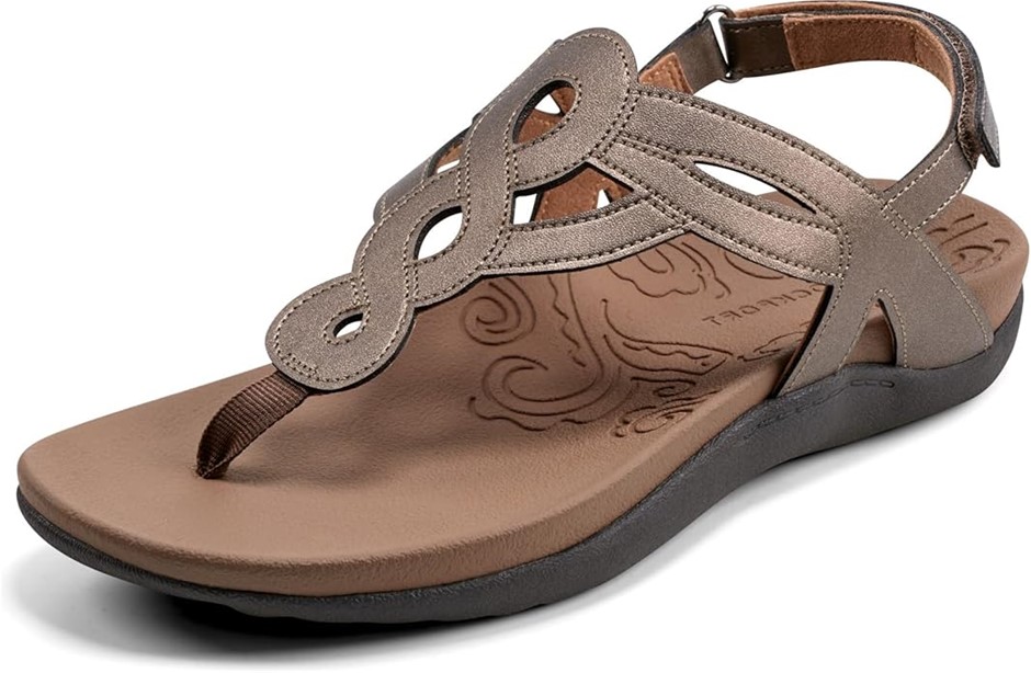 ROCKPORT Women's Cobb Hill Ramona-CH Flat Sandal, US8.5W/EU39.5, Bronze, CC