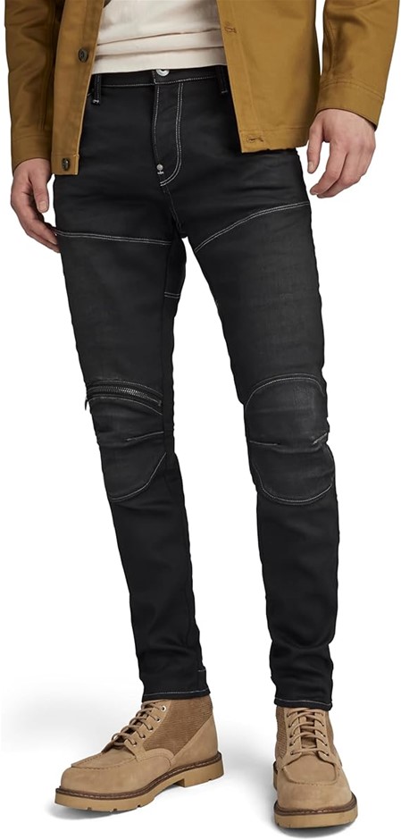 G-STAR Men's 5620 3D Zip Knee Skinny Fit Jeans, 38W x 34L, Dark Aged Black,