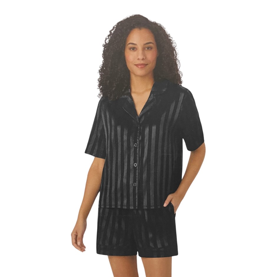 MIDNIGHT Women's 2pc Satin PJs, Size XL, Black. Buyers Note - Discount Fre
