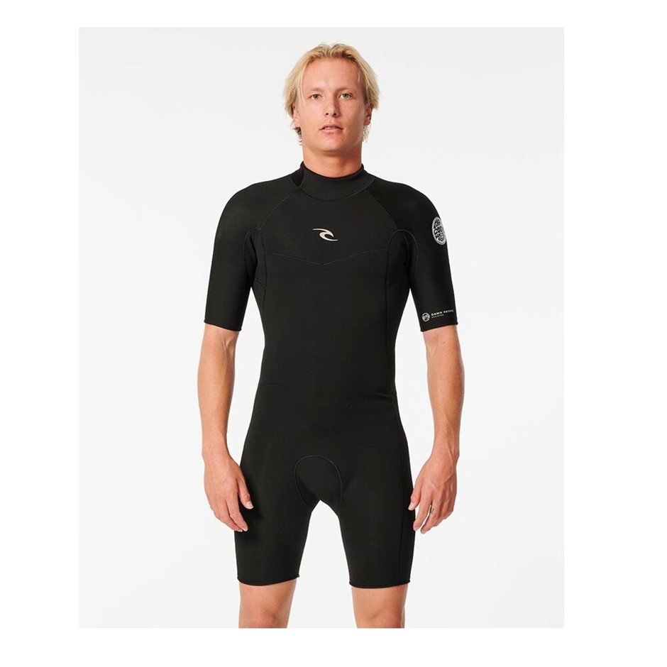 RIP CURL Men's Dawn Patrol 2mm Back Zip Springsuit Wetsuit, Size L, Black.
