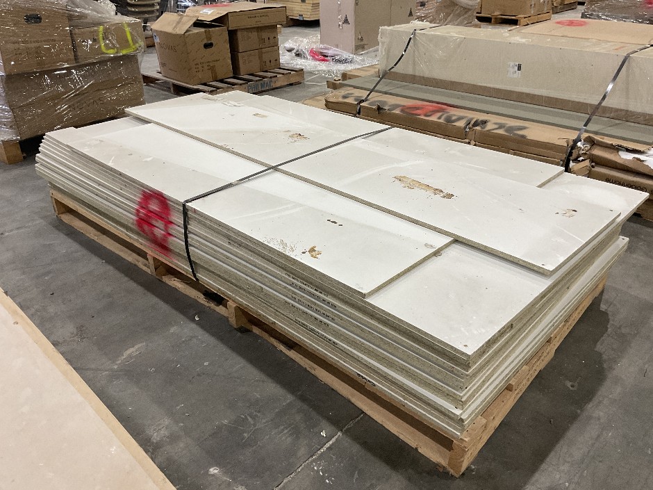 Pallet of Assorted Chipboard with White Laminate top