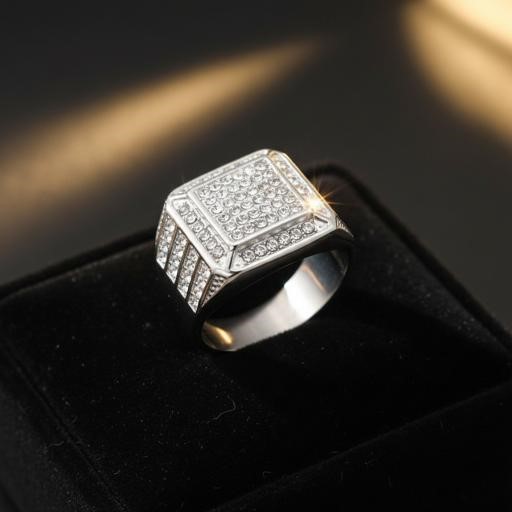 Italy 925 Silver Hip Hop Men's Ring (Stamps)-12 US