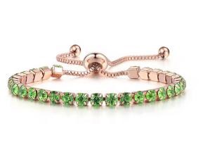 925 Sterling Silver Tennis Bracelet Light Green Simulated Diamond