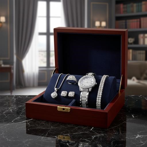 6-Piece Set white Stones(Gift Box Included)-in 18k white Gold Plated