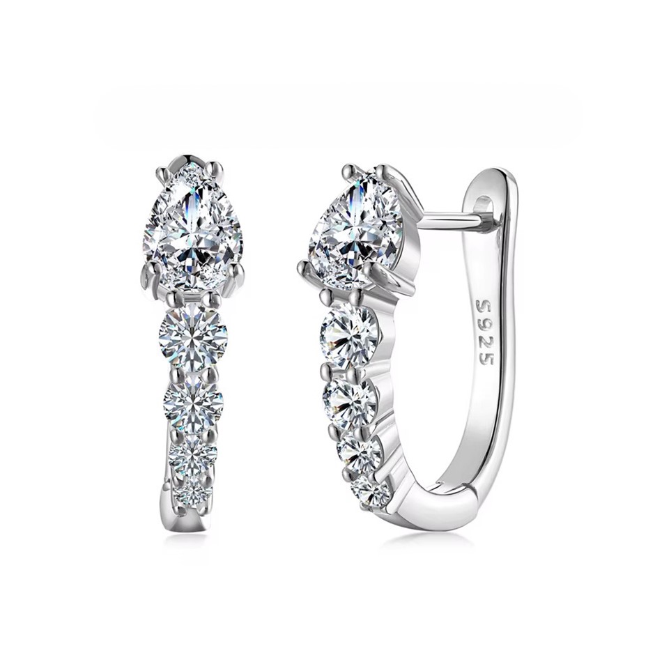 2.0ct Rectangle Cut Lab Created Moissanite 925 Sterling Silver Earrings