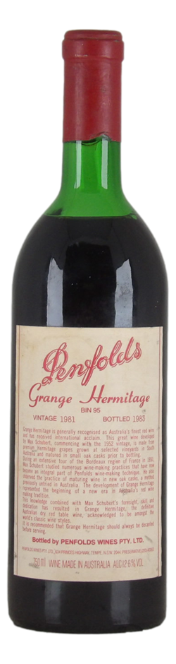 Penfolds Bin 95 Grange Hermitage 1981 (1x 750mL) SA.