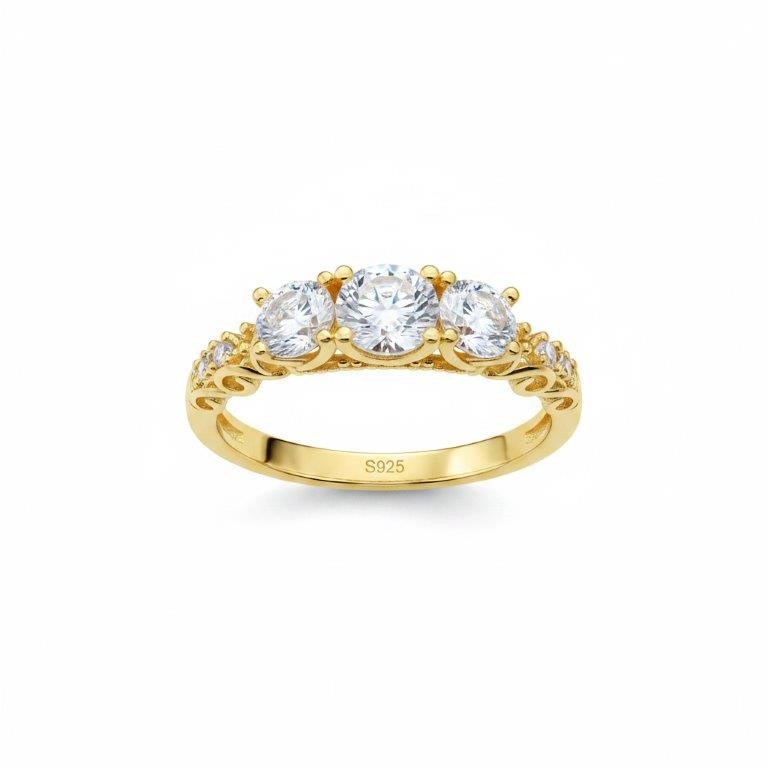 GRA Moissanite white 18k Solid Yellow Gold Vermeil Ring -7US