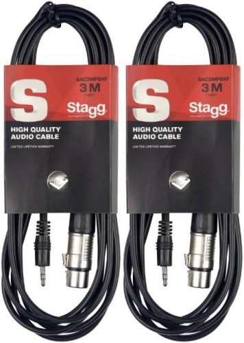 2 x STAGG 1M/3FT Audio min.ST.Plug-XLRf