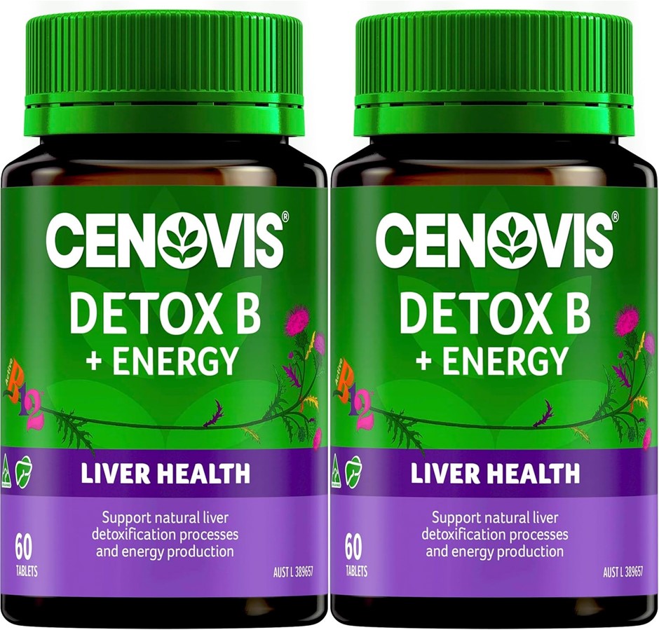 2 x CENOVIS Liver Detox with Milk Thistle & Vitamin B 60 Tablets | Supports