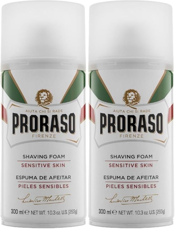 2 x PRORASO Sensitive Skin Anti-Irritation Shaving Foam with Green Tea and