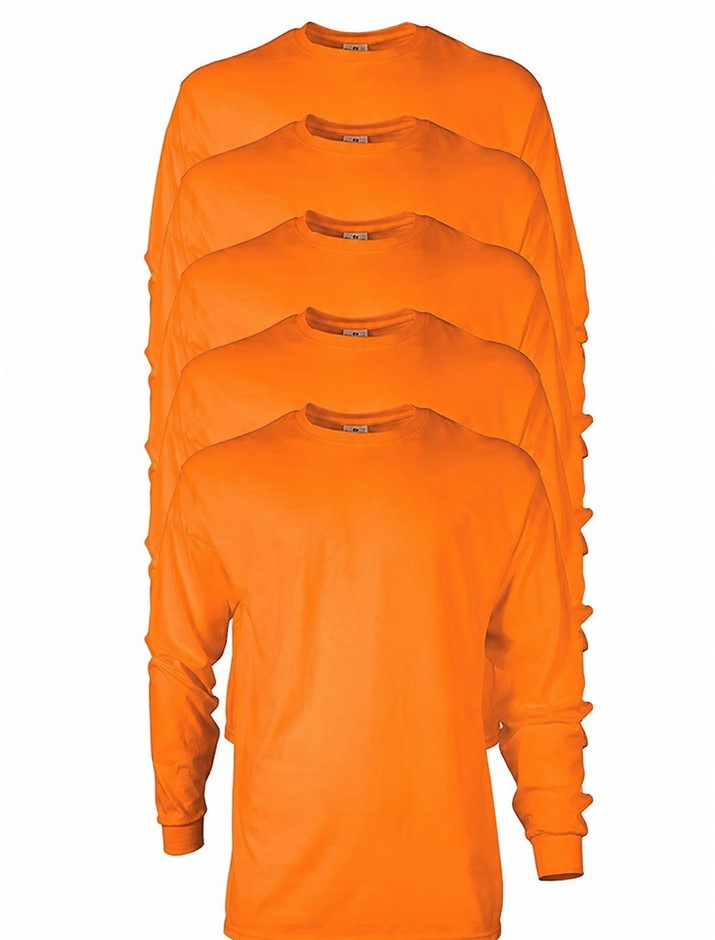 5 PACK Gildan Mens Ultra Cotton Long Sleeve T-shirt, Style G2400, T-Shirt,