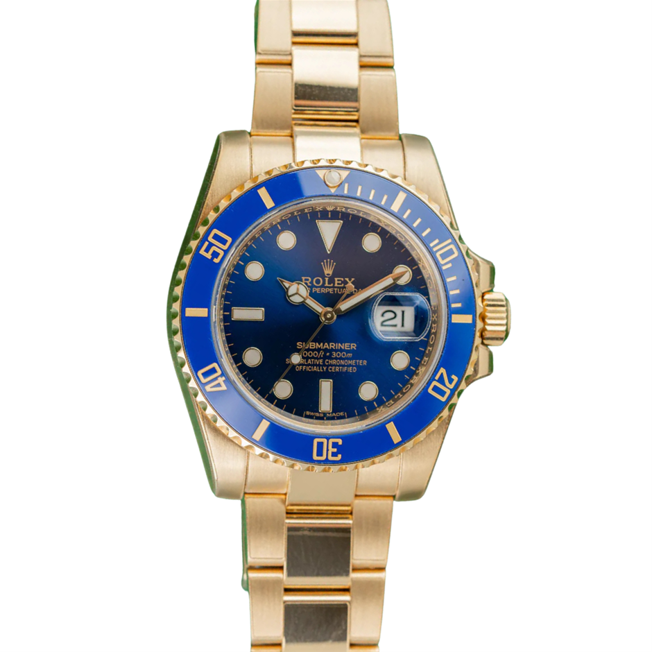 0003-2584535 · ROLEX SUBMARINER DATE 116618LB BLUE DIAL 18K YELLOW GOLD BXP