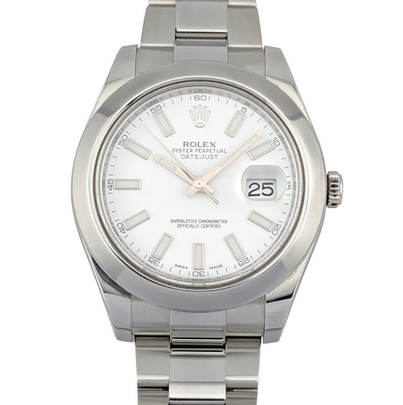 0010-2584535 · ROLEX DATEJUST II 41MM STAINLESS STEEL 116300 AUTOMATIC WHITE DIAL WXO&COA