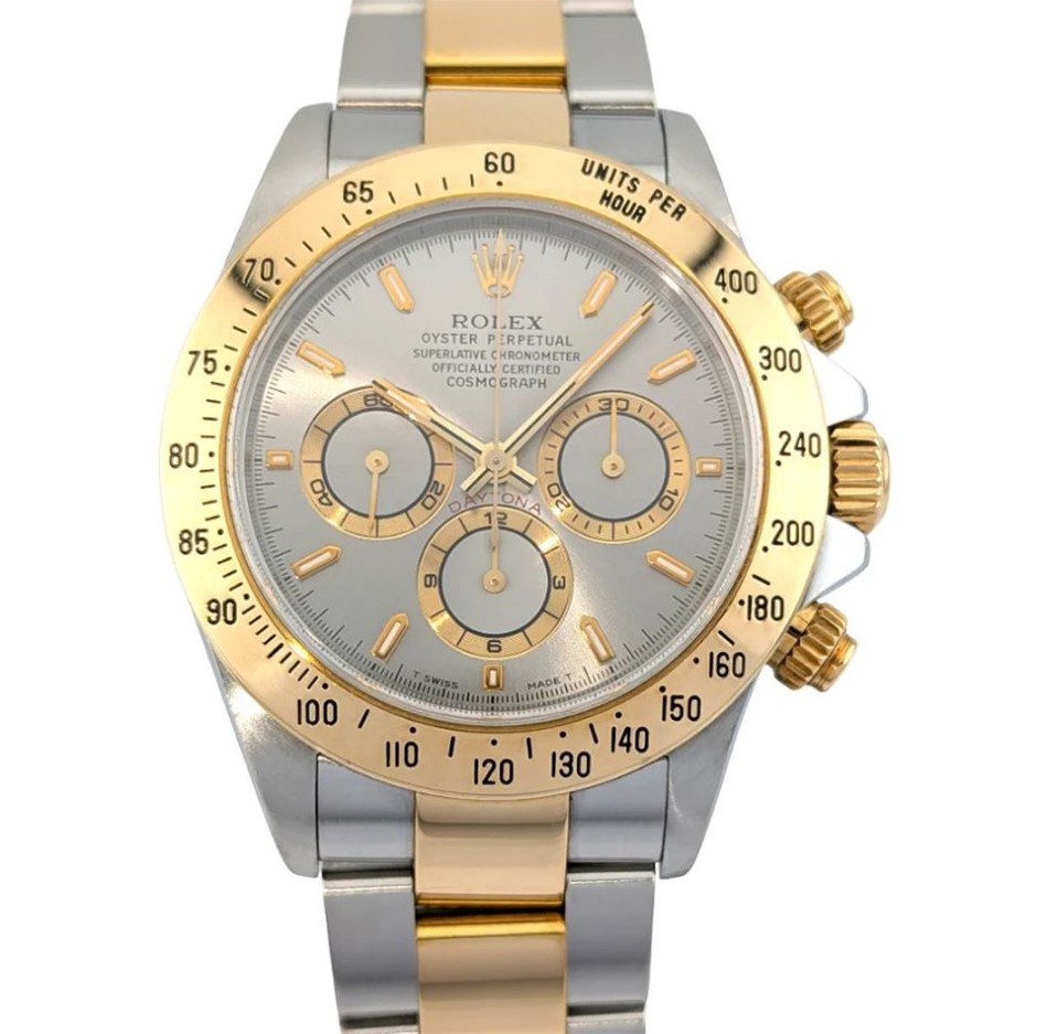 ROLEX 16523 ZENITH DAYTONA TWO-TONE SLATE GREY DIAL 40MM A-SERIAL WXO & COA