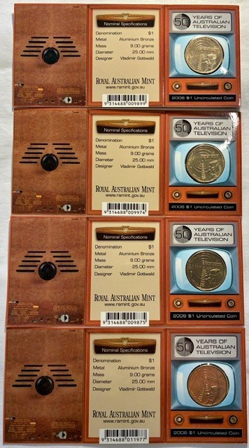Australia: 4 x $1 2006 50th Anniversary TV Mintmarks B C M S