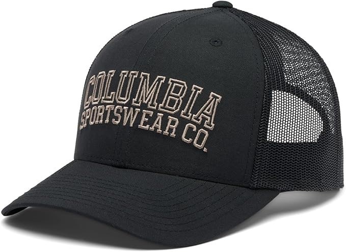 COLUMBIA Unisex Logo Snap Back Cap, Black/Arched Columbia. Buyers Note - D