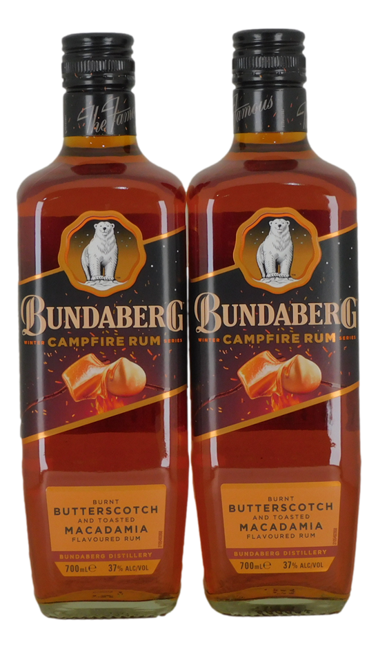 Bundaberg Campfire Rum Butterscoth & Macadamia (2x 700mL), QLD.