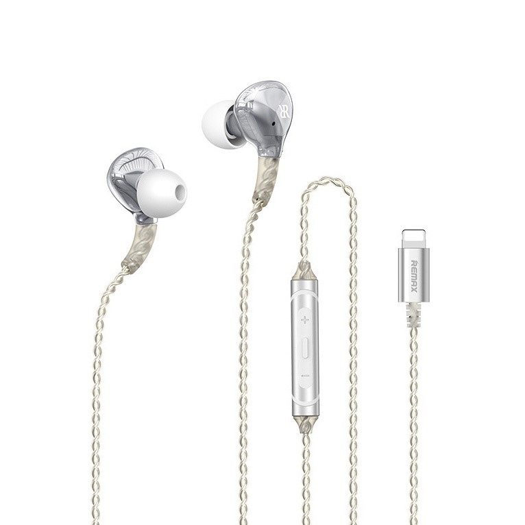Remax RM-616 3.5mm Music and Call Metal Wired Earphone, White