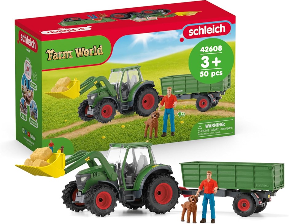 Schleich Farm World – Tractor with Trailer Playset, Realistic Farm Vehicle