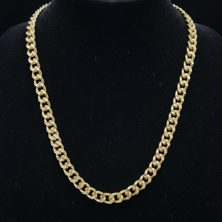 18K/Italy Stamped Yellow Gold Filled Chain 52cm-6mm-Bonus Gift