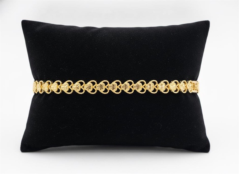 22K/Italy  Yellow Gold Filled heart bracelet(stamped)-Bonus Gift