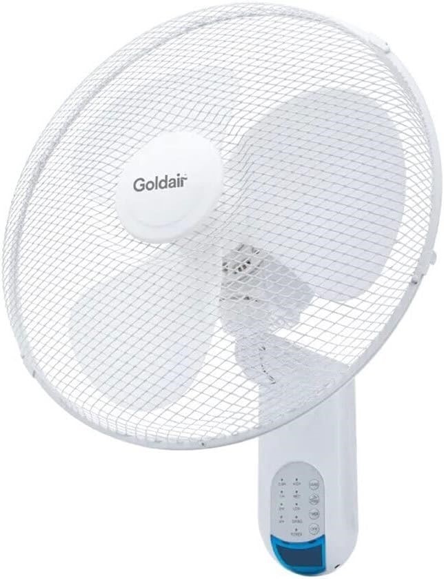 GOLDAIR 40cm Wall Fan with Remote Control, White. NB: minor use, missing re