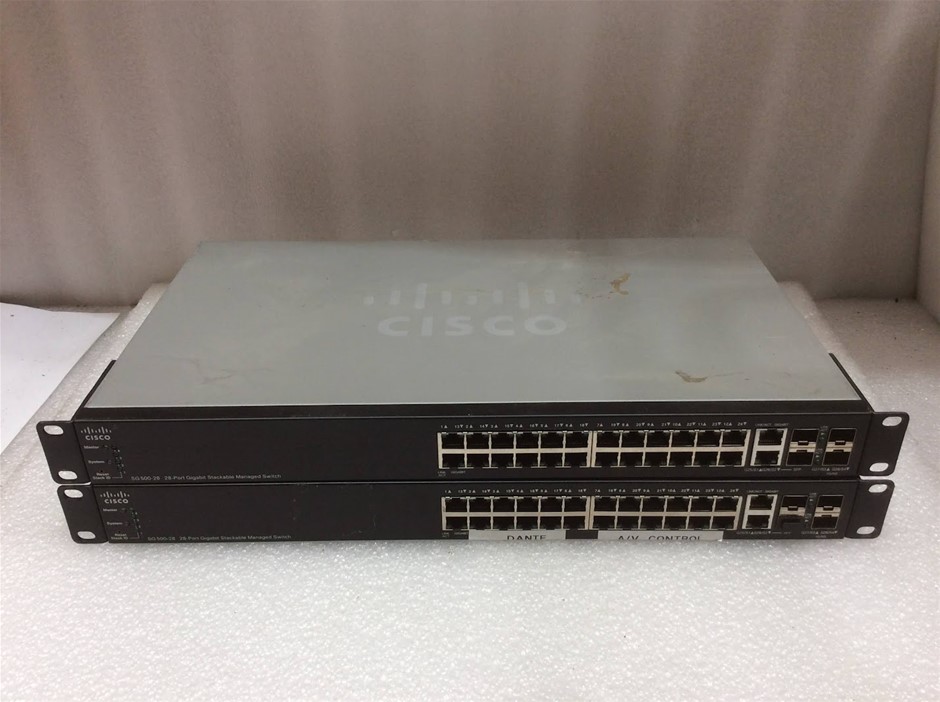 Cisco SG500-28 28-Port Gigabit Stackable Managed Switch (Lot of 2)