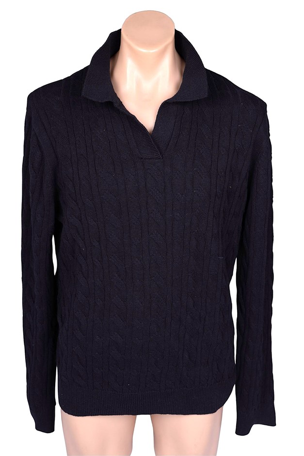 SPORTSCRAFT Men's Sweater, Size L, 100% Cotton, Navy. NB: may have been wor