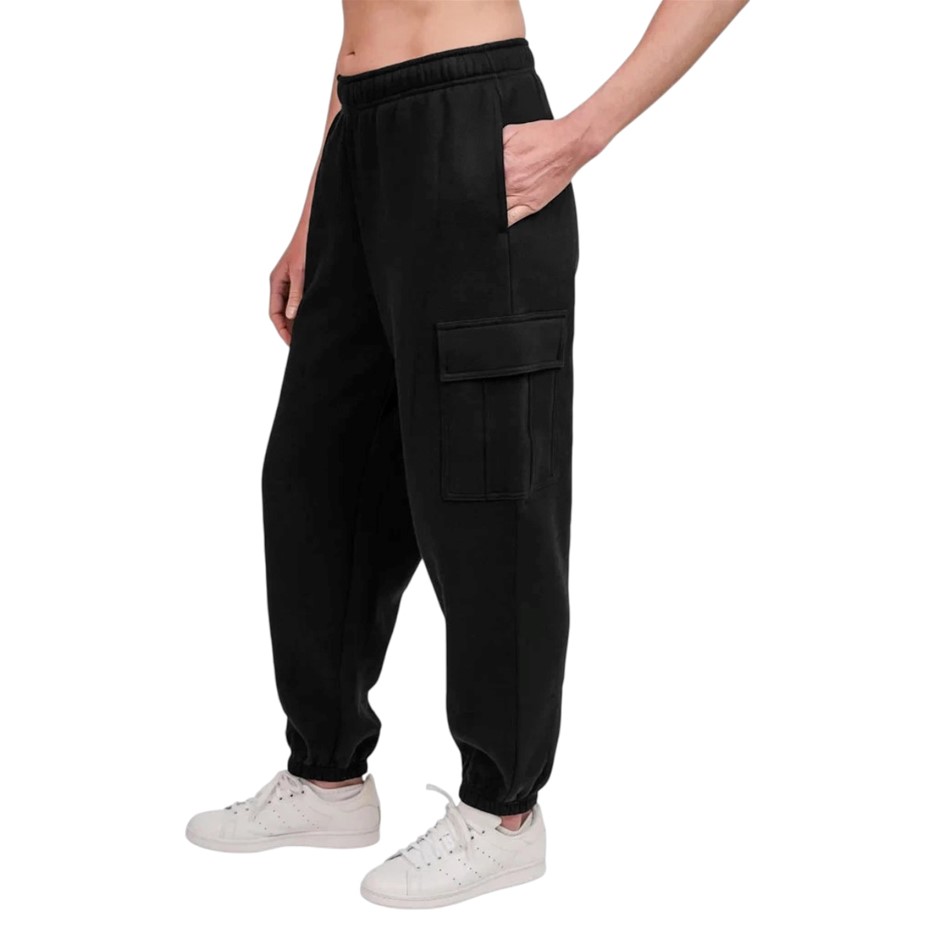 TUFF Women's Fleece Cargo Joggers, Size XL, Cotton, Black. NB: has been wor