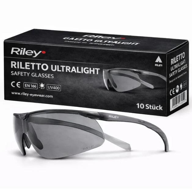 RILETTO ULTRA-LITE BLACK SAFETY GLASSES (10 Pack)