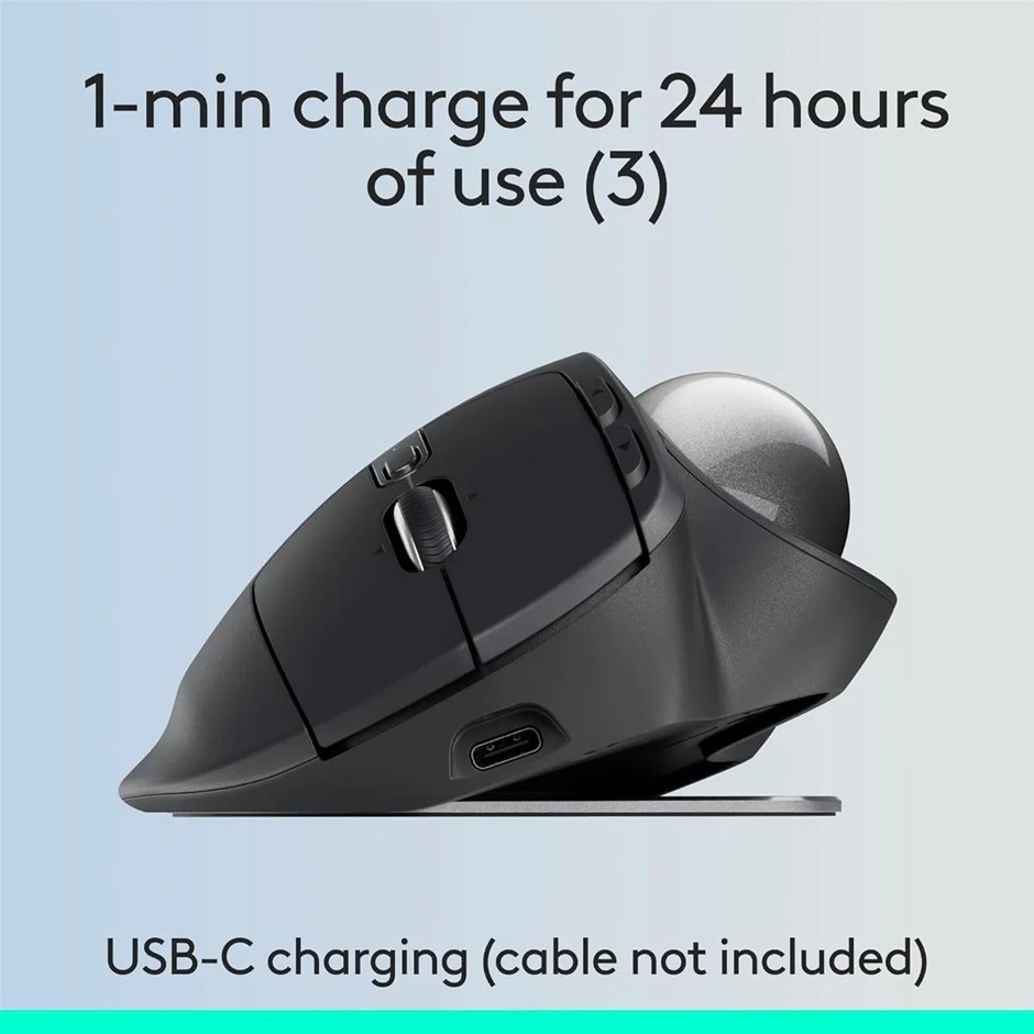 LOGITECH MX Ergo S Advanced Wireless Trackball Mouse, USB-C Rechargeable Wi