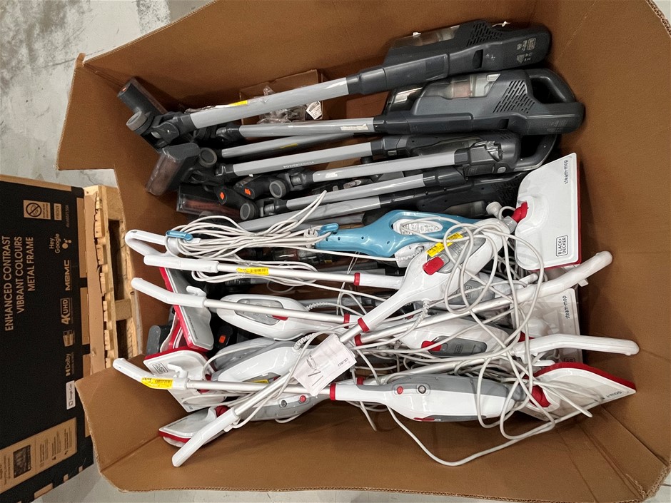 25 x Assorted BLACK + DECKER Vacuums and Steam Mops. NB: Minor Use, Some ar