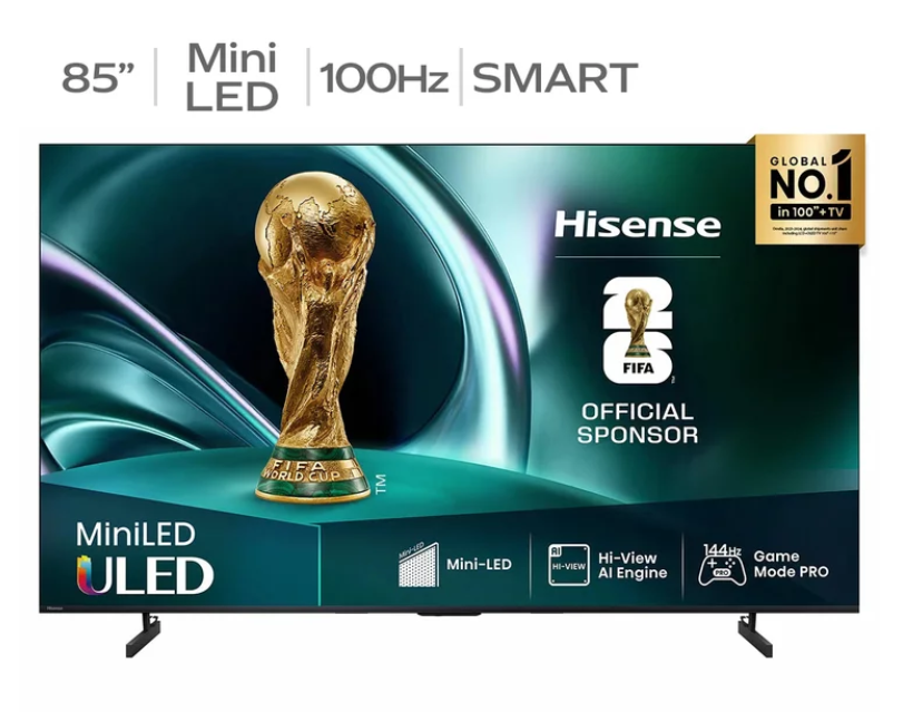 HISENSE 85" ULED Mini-LED U6QAU 4K QLED Smart TV, Model: 85U6QAU PRO. NB: