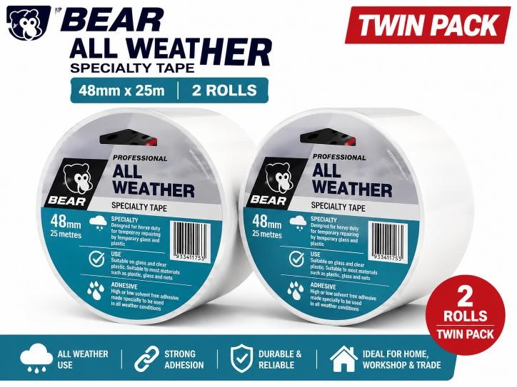 (2 Rolls) Bear All Weather Specialty Tape 48mm x 25m