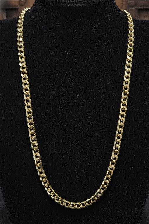 18K/Italy Stamped Yellow Gold Filled Chain 60cm-5mm-Bonus Gift