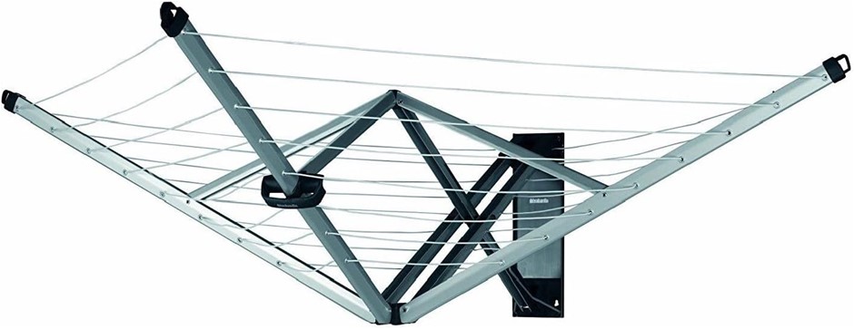 BRABANTIA Wall Fix Fold Away Clothes Line 4 Arm/24m with Protective Cover C