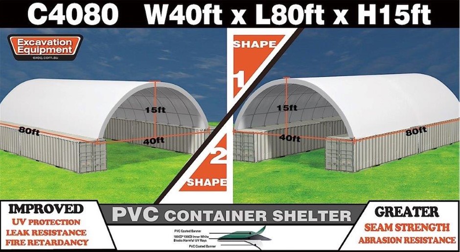 Heavy duty 40ft x 80ft Container Shelter (Unused)