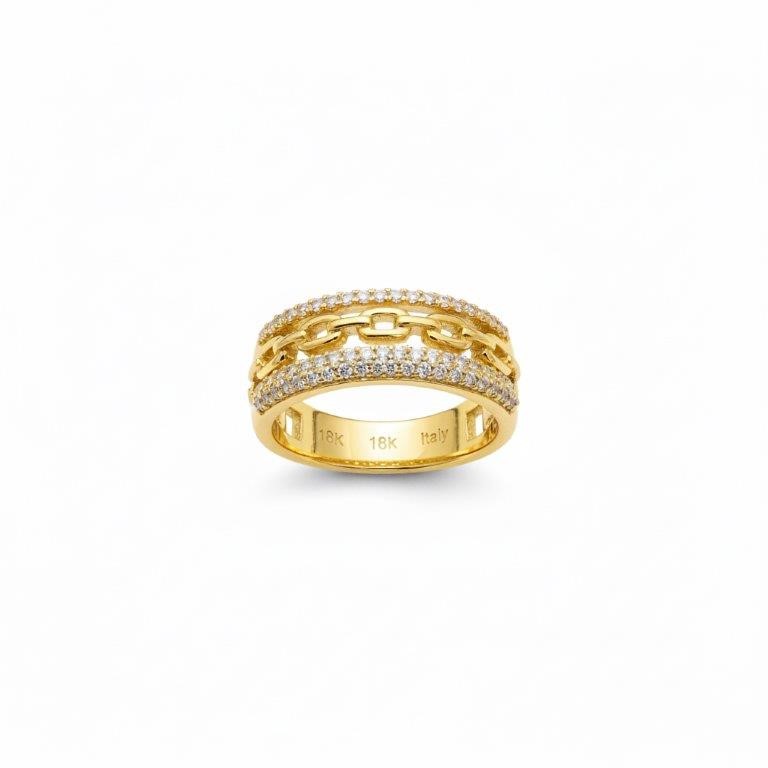 18K/ITALY Yellow Gold Filled Ring -Quality Guarantee-8 US-Bonus Gift