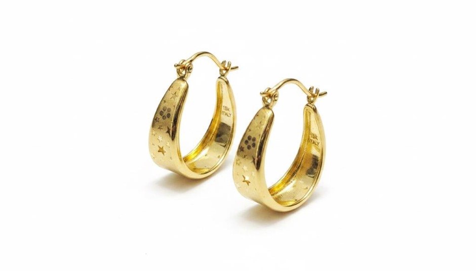 18K/Italy Yellow Gold Filled Earring -(stamped 18K/Italy)-Warranty Quality