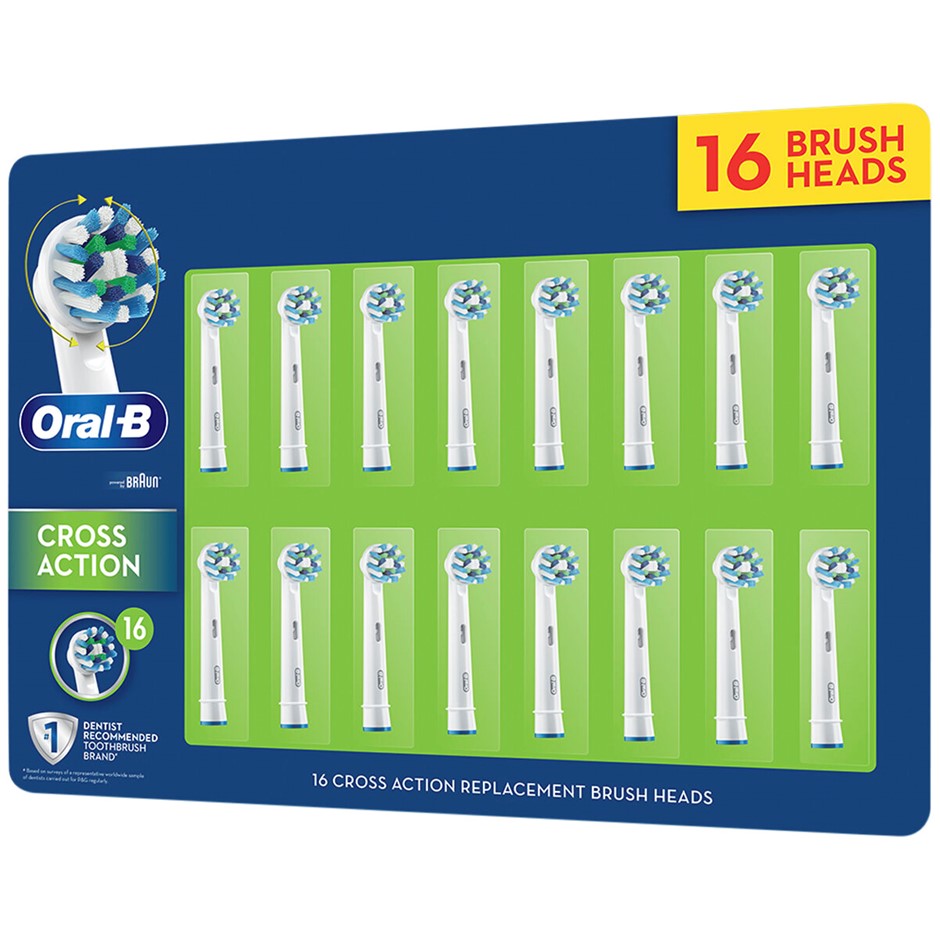 ORAL B 16pk Cross Action Refills. N.B. Damaged packaging, 3 x missing.