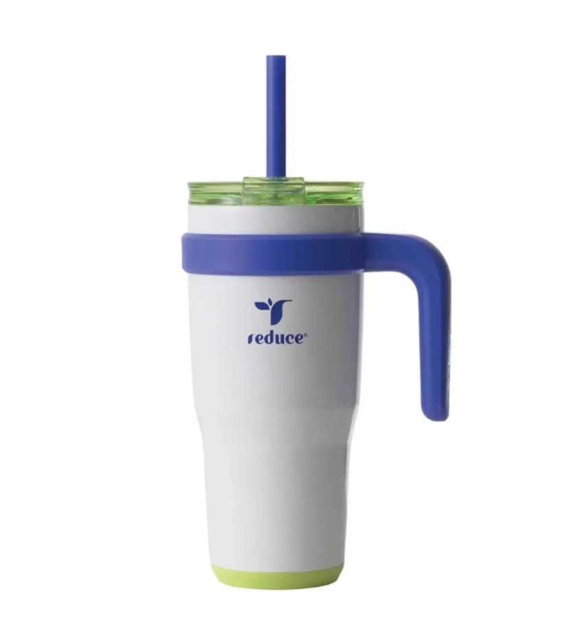 2 x REDUCE Cold1 Tumbler Cup w/ Straw, 710ml, White.