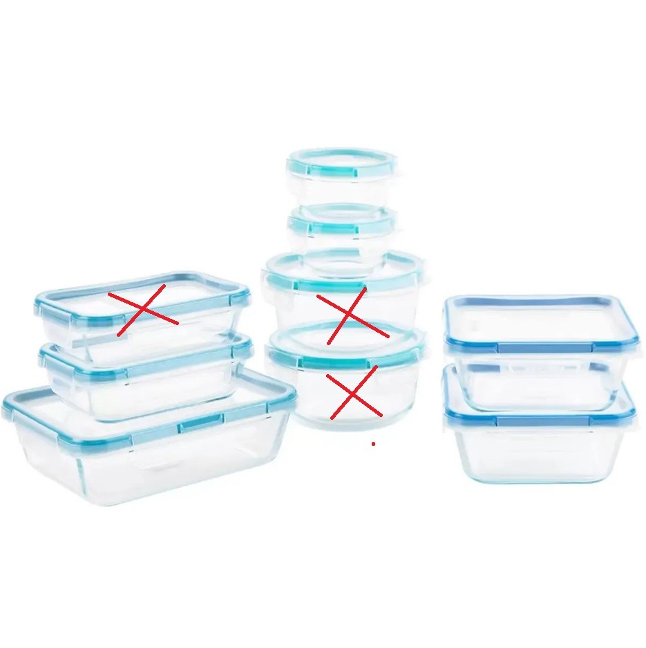 SNAPWARE Pyrex Glass Container 18 Piece Set. NB: 2 x 946ml round containers