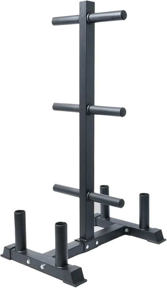 KINGKONG FITNESS Barbell and Plate Storage Rack, Black.
