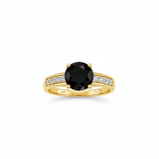 14K/Italy 1.0ct Black Yellow Gold Filled Ring(stamped)Warranty Quality-7US