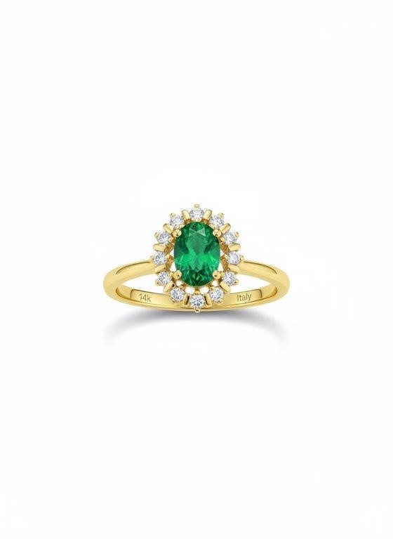 14K/Italy 1.5ct green Oval Cut Yellow Gold Filled Ring Warranty Quality-7US