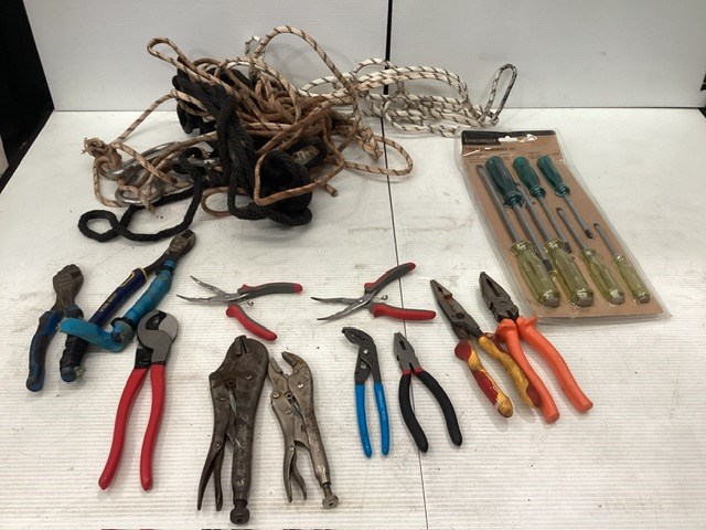 Assorted Hand Tools And Rope
