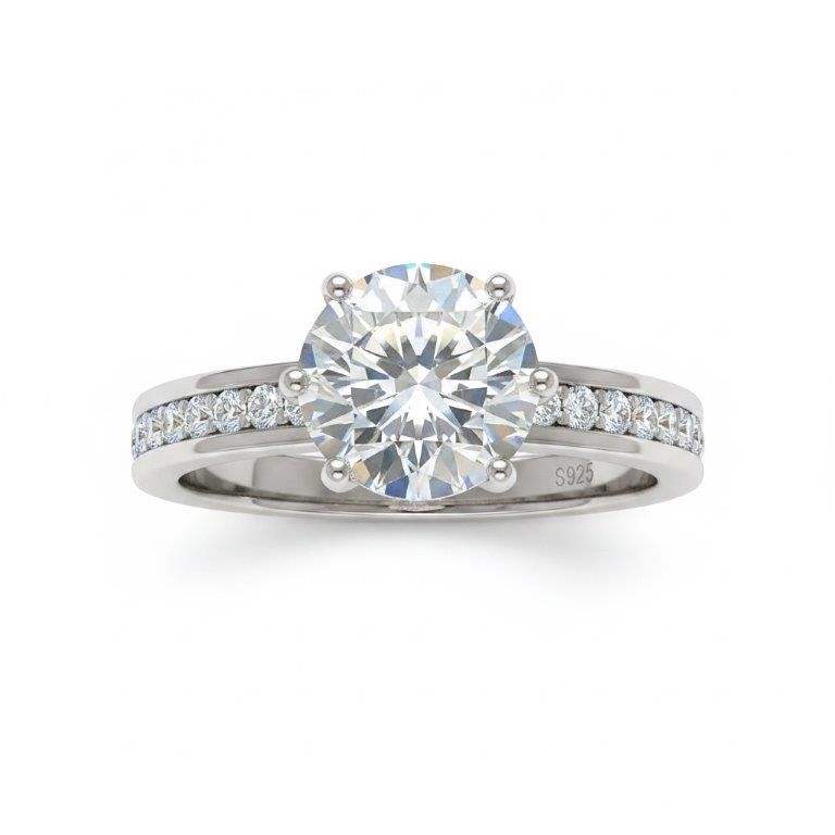 3.0ct GRA Moissanite white 18k White Gold Vermeil Ring -8US