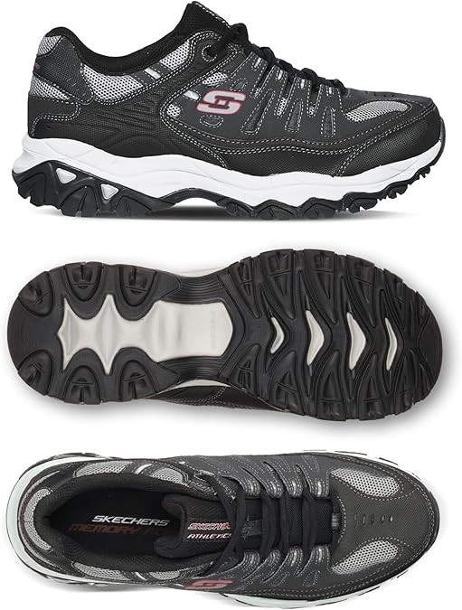SKECHERS Men's Afterburn Memory Foam Lace-Up Sneaker, US7/EU39.5, Charcoal/