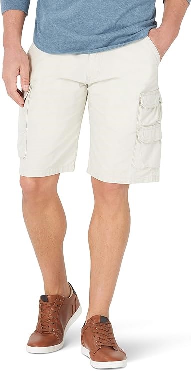 WRANGLER AUTHENTICS Men's Twill Cargo Shorts, Size 33, 98% Cotton, Pelican,